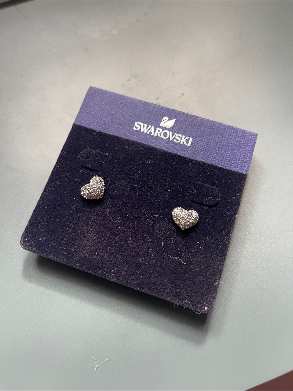 Swarovski Silver Pave Heart Stud Earrings